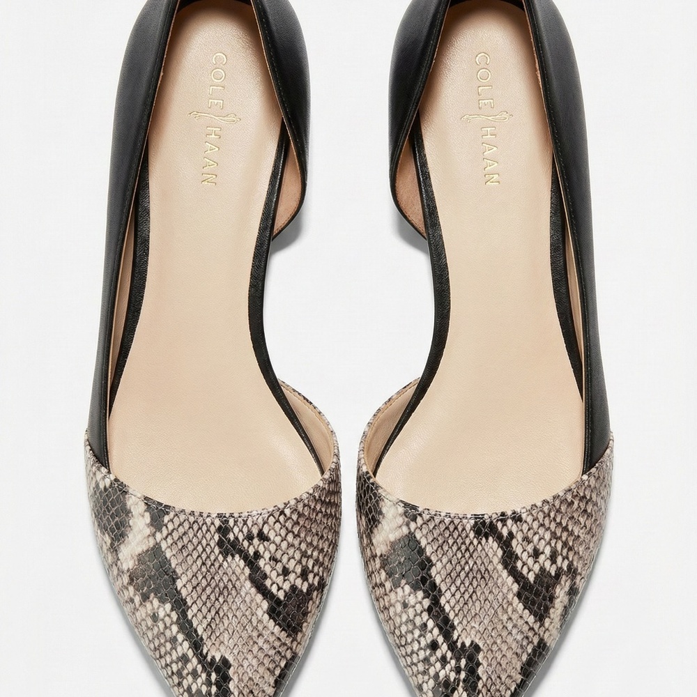Cole Haan Amalia Skimmer Snakeskin Leather d’Orsay Flats Black 9 - Picture 4 of 5